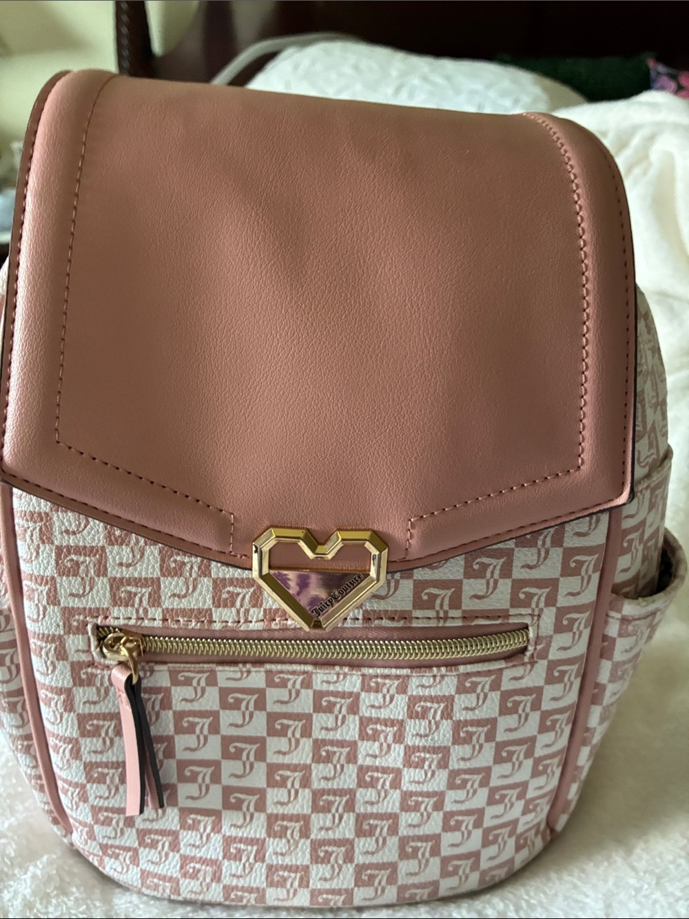 Juicy Couture Pink Logo Heart-Accent Backpack
